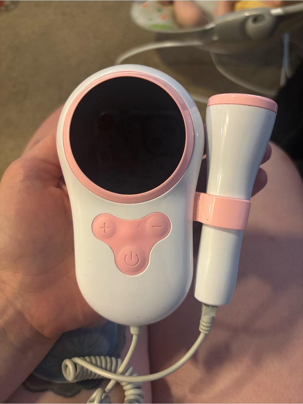 Pink & White Handheld Ultrasound Doppler - Portable Fetal Heart Monitor